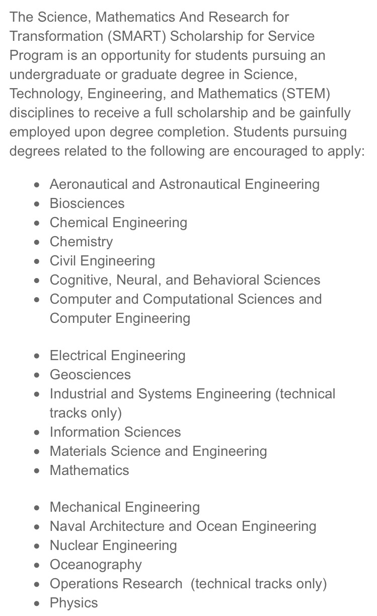 dod smart scholarship essay