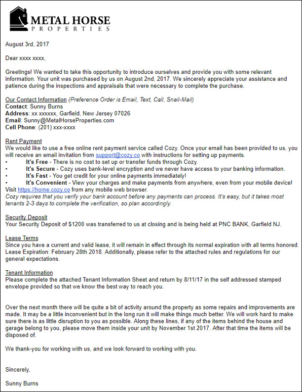 introduction letter new landlord